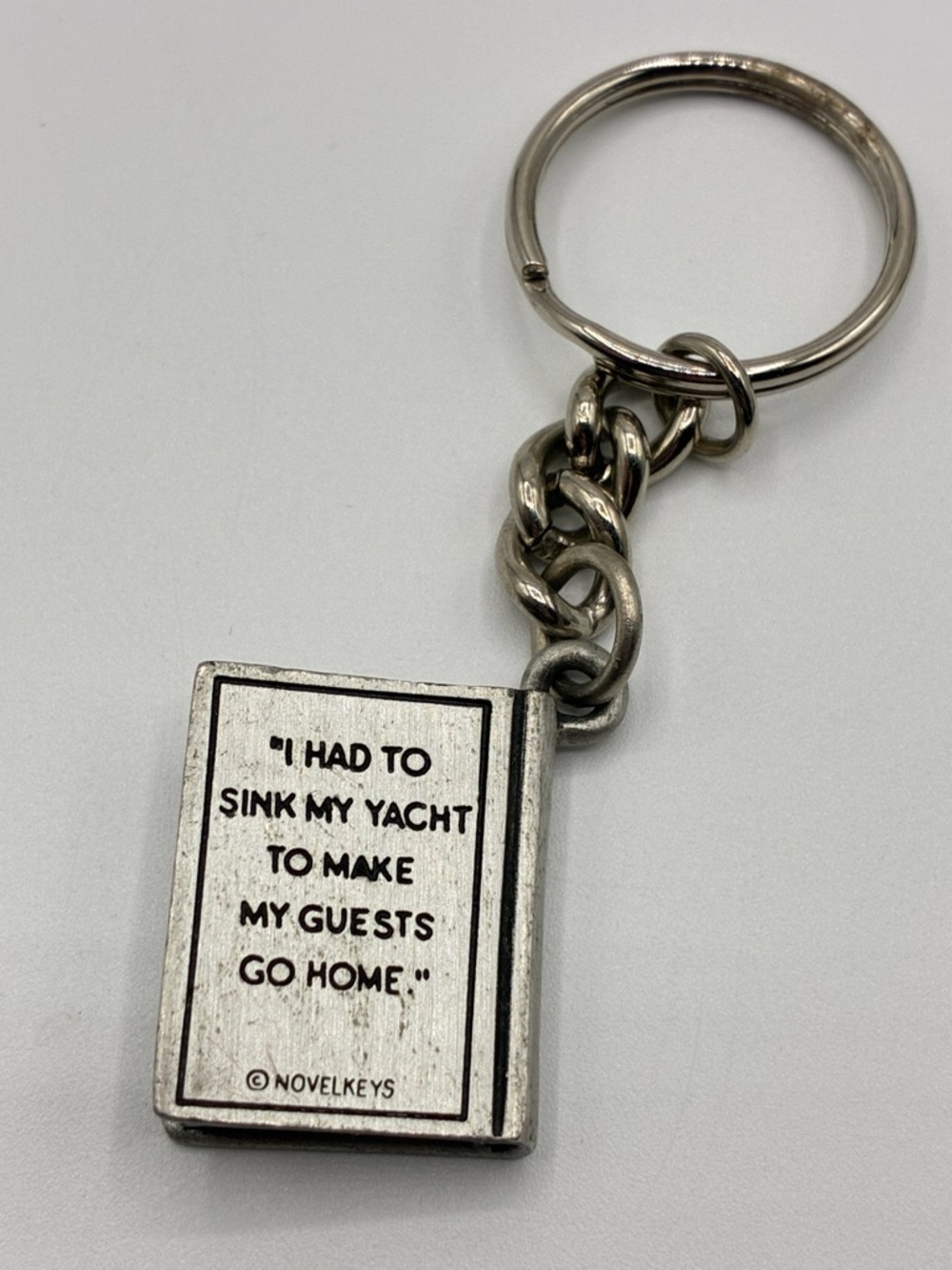 Novelkeys Pewter Book Keychains Set of 2 Vintage Literary Quote Charms USA - Picture 4 of 5